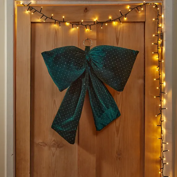 Diamante Padded Emerald Bow 13cm