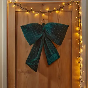 Diamante Padded Emerald Bow 13cm