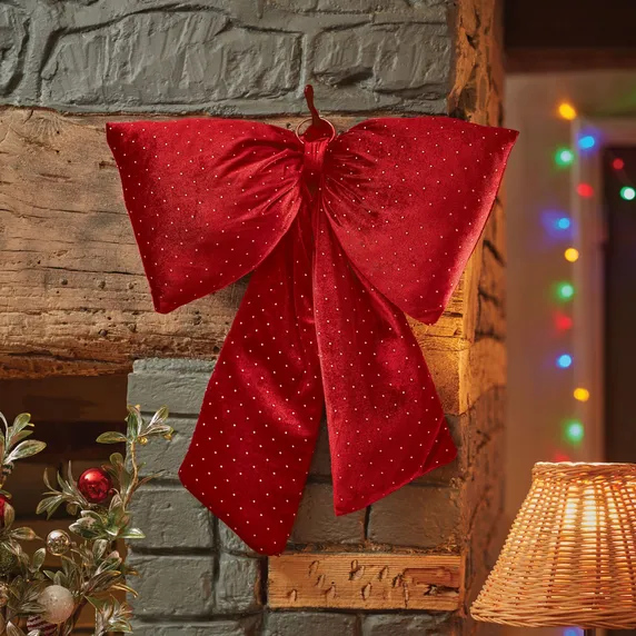 Diamante Padded Ruby Bow 13cm