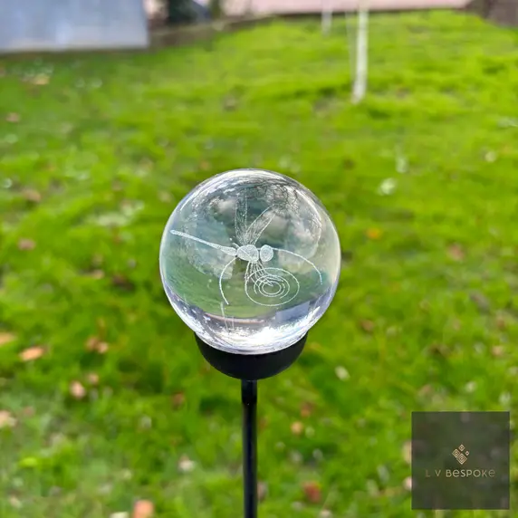Dragonfly Glass Orb Garden Stake