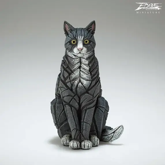Edge Sculpture Sitting Cat Miniature - Black & White - image 1