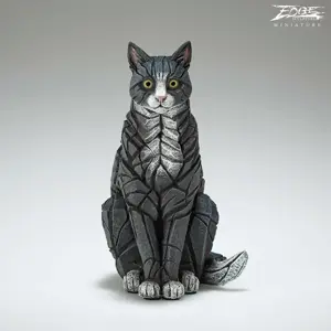 Edge Sculpture Sitting Cat Miniature - Black & White - image 1