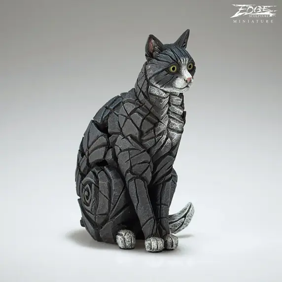 Edge Sculpture Sitting Cat Miniature - Black & White - image 2