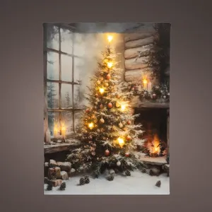 Festive Fireside Illuminated Canvas