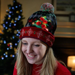 Festive Flashing Beanie - Pixel Tree - image 2