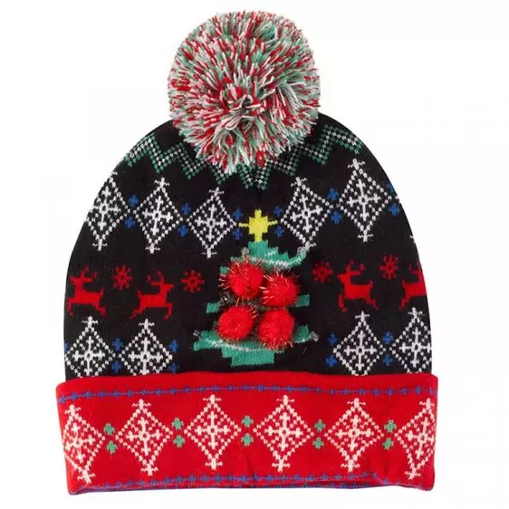 Festive Flashing Beanie - Pixel Tree - image 1