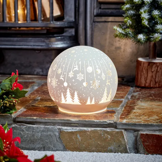 Festive Glowing Globe - White