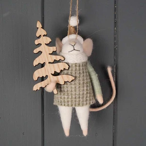 Festive Mouse Hanging Decoration
