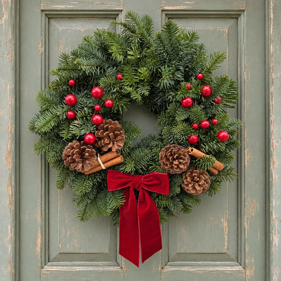 Festive Red Wreath - 10" - image 1