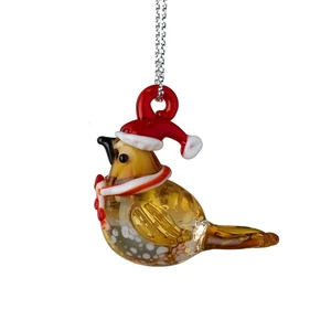 Festive Robin Glass Hanging Decoration