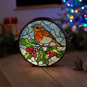 Festive Robin Stained Glass Light