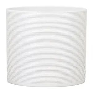 Fine Groove White Pot Ø10cm
