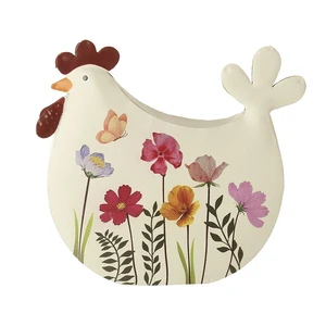 Floral Metal Hen Decoration - Small