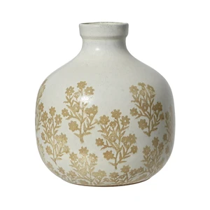 Flower Design Off White Terracotta Vase