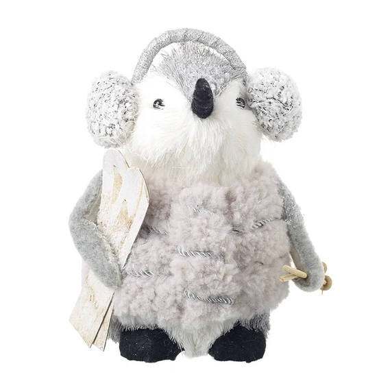 Fluffy Skiing Penguin Decoration