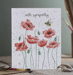Poppies And Bee Sympathy Card - image 1