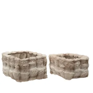 Fur Rectangular Storage Basket Set