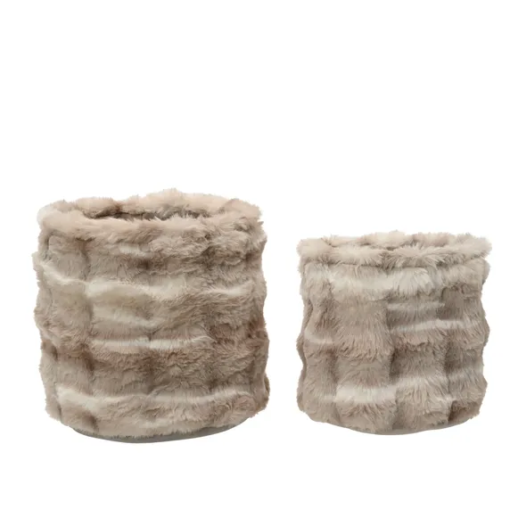Fur Round Storage Basket Set