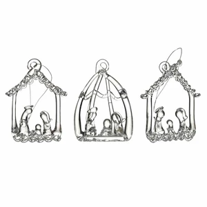 Glass Nativity Hanging Decoration Set