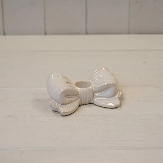Glazed Neat Bow Candle Holder