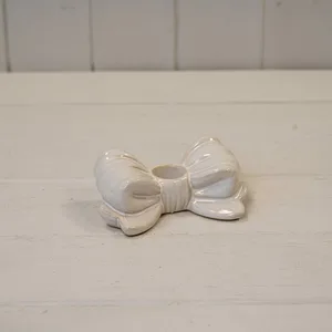 Glazed Neat Bow Candle Holder