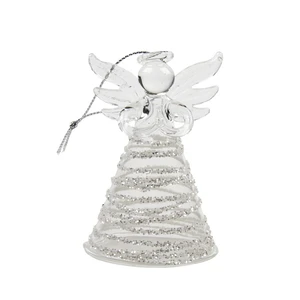 Glitter Angel Glass Hanging Decoration