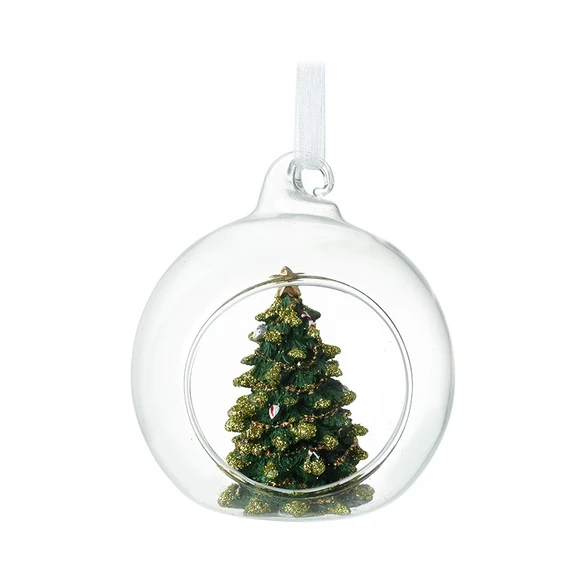 Glitter Christmas Tree Glass Bauble