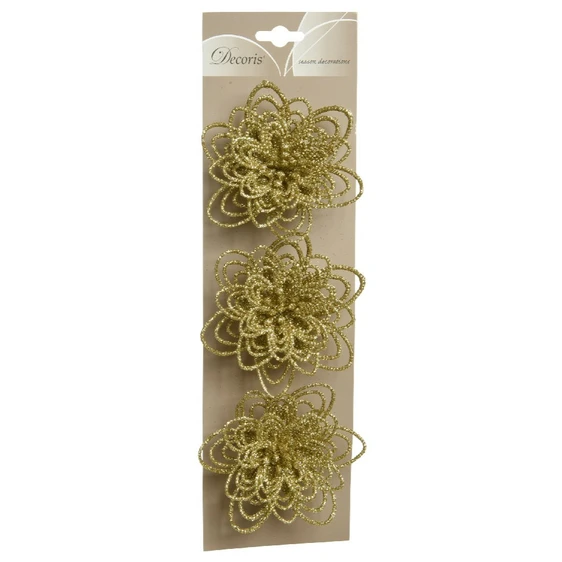 Glitter Flower Tree Clip Set - Gold - image 1