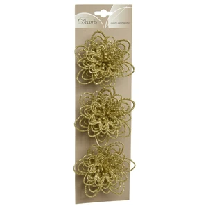 Glitter Flower Tree Clip Set - Gold - image 1