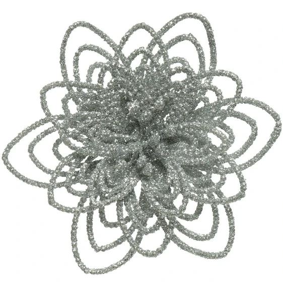 Glitter Flower Tree Clip Set - Silver - image 2