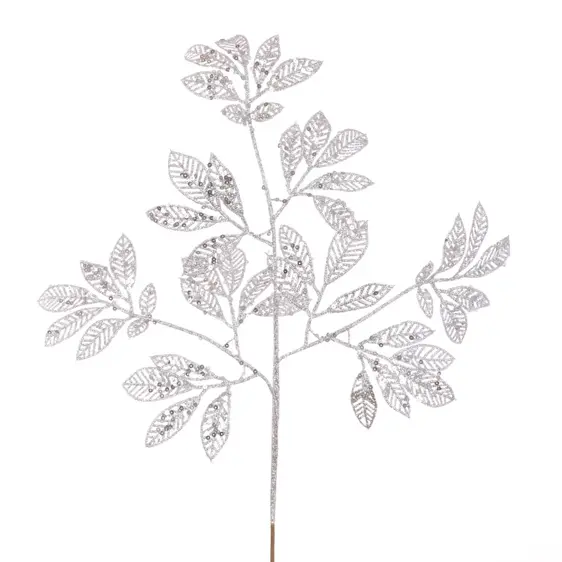Glitter Leaves Decorative Spray