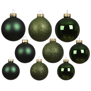 Glitter, Matt & Shiny Bauble Mix Set - Green