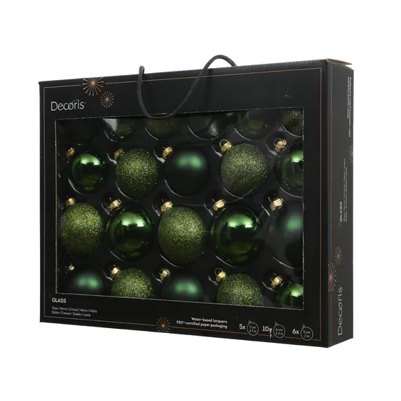Glitter, Matt & Shiny Bauble Mix Set - Green - image 2