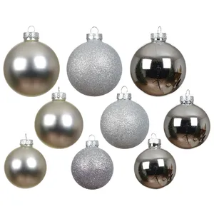 Glitter, Matt & Shiny Bauble Mix Set - Silver - image 1