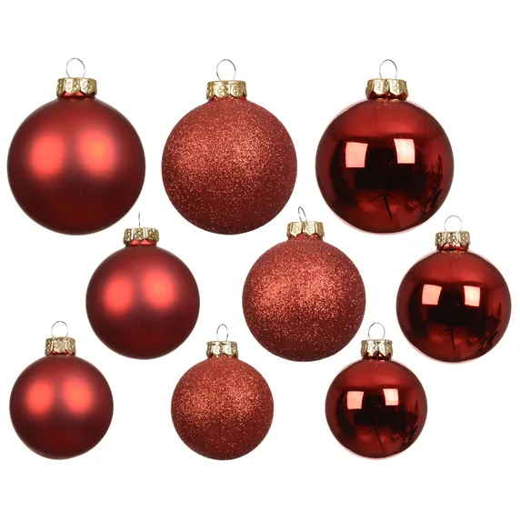 Glitter, Matt & Shiny Bauble Mix Set - Red - image 1