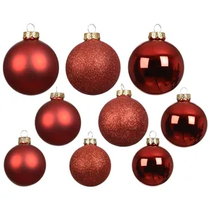 Glitter, Matt & Shiny Bauble Mix Set - Red