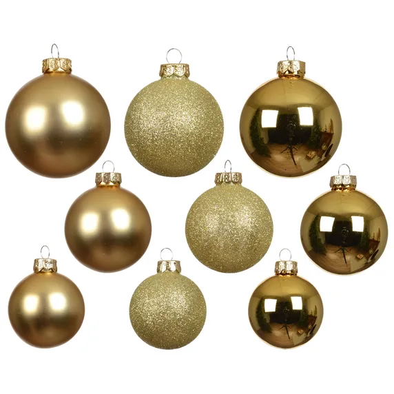 Glitter, Matt & Shiny Bauble Mix Set - Gold - image 1