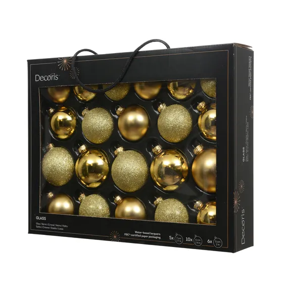 Glitter, Matt & Shiny Bauble Mix Set - Gold - image 2