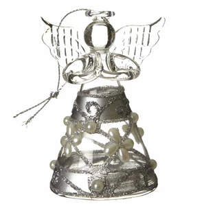 Glitter & Pearl Angel Glass Hanging Decoration