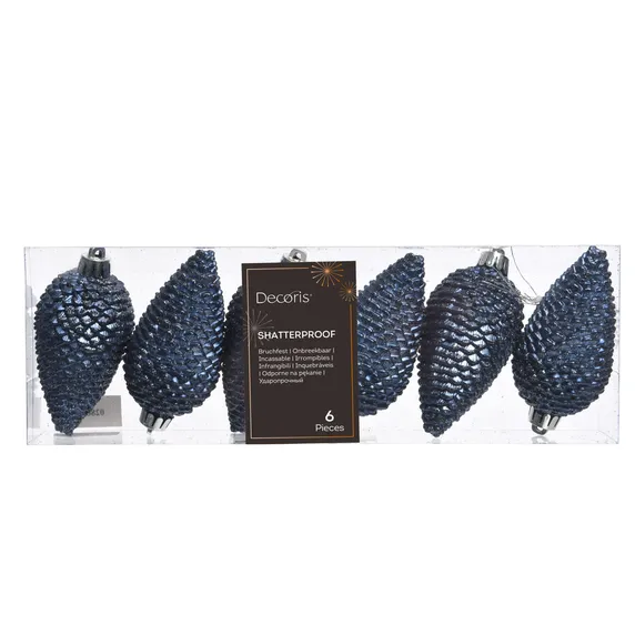 Glitter Pinecone Bauble Set - Night Blue - image 2