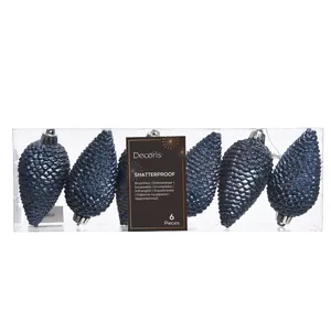 Glitter Pinecone Bauble Set - Night Blue - image 2