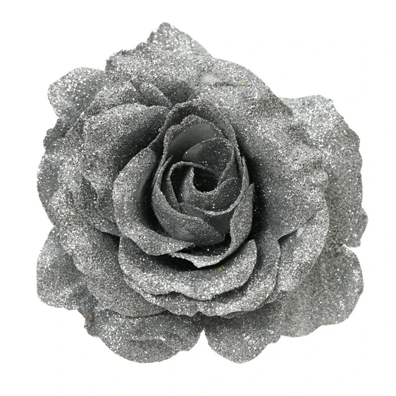 Glitter Rose Tree Clip - Silver