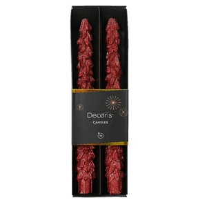Glitter Tree Taper Candles - Red