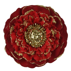 Glitter Zinnia Tree Clip - Red