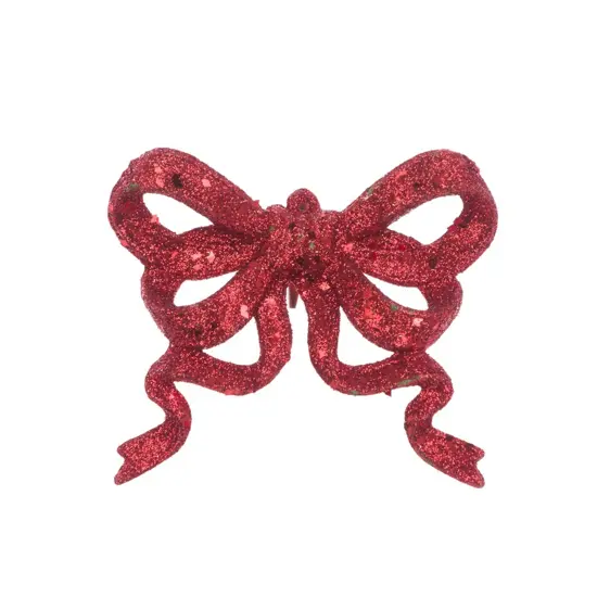 Glittered Bow Clip - Red - image 2