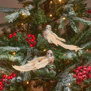 Glittering Bird Decorative Clips - Gold