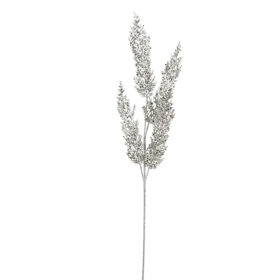 Glittering Foliage Artificial Stem - Silver