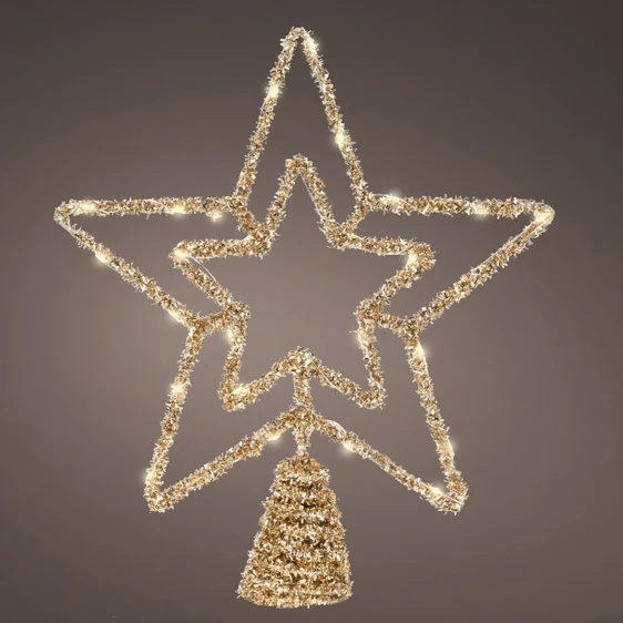 Glittering Star Christmas Tree Topper - Gold