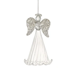 Glittering Wings Glass Angel Hanging Decoration