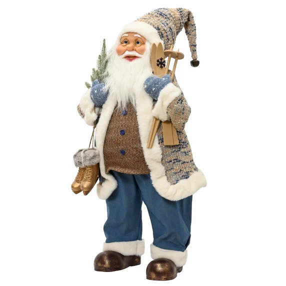 Gold & Blue Santa Figurine - Large